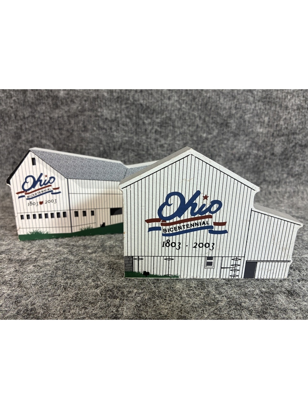 2 Ohio Bicentennial Barn Wooden Collectible 2003 Cats Meow